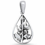 Plain Pear with Flower Pendant Charm 925 Sterling Silver Choose Color