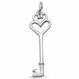 Heart Key Pendant Charm 925 Sterling Silver