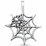 Plain Spider Web Pendant Charm 925 Sterling Silver