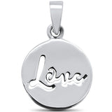 Engraved Love Plain Pendant Charm Solid 925 Sterling Silver Choose Color