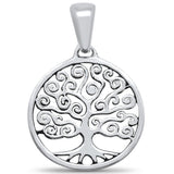 Tree of Life Solid Pendant Charm 925 Sterling Silver Choose Color