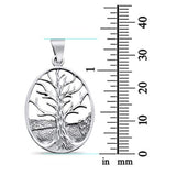 Oval Tree of Life Pendant Charm Solid 925 Sterling Silver