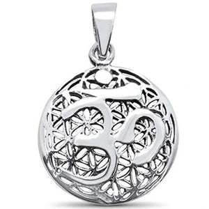 Om Pendant Charm Solid 925 Sterling Silver