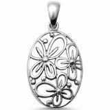 Oval Flower Pendant 925 Sterling Silver Choose Color