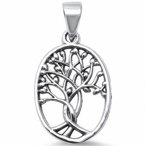Oval Tree of Life Pendant 925 Sterling Silver Choose Color