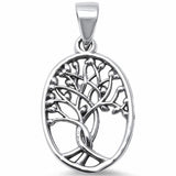 Oval Tree of Life Pendant 925 Sterling Silver Choose Color
