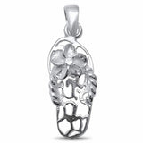 Beach Sandal Flip Flop Plumeria Flower Pendant 925 Sterling Silver Choose Color