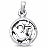 OM Sign Pendant Ohm 925 Sterling Silver Charm Plain Simple Choose Color