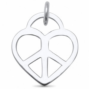 Heart Peace Pendant 925 Sterling Silver (12mm)