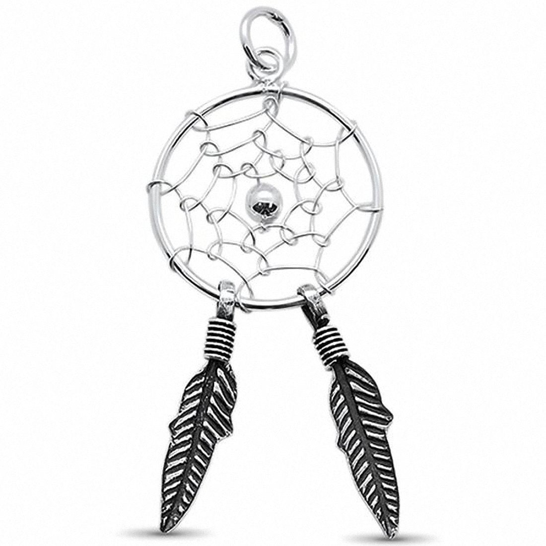 Dream catcher Pendant Feather Charm 925 Sterling Silver Choose color
