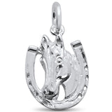 Horseshoe Pendant Charm Horse Solid 925 Sterling Silver Choose Color