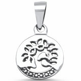 Plain Round Tree of Life Pendant Charm Solid 925 Sterling Silver Choose Color
