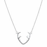 Antler Necklace Pendant 17 Inch Solid 925 Sterling Silver