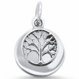 Round Dangling Tree of Life Charm Pendant Solid 925 Sterling Silver (10mm)