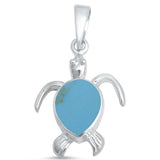 Simulated CZ Turtle Pendant Charm 925 Sterling Silver (20 mm)