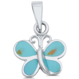 Butterfly Pendant 925 Sterling Silver Butterfly Charm Choose Color - Blue Apple Jewelry