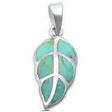 Leaf Pendant Charm Simulated Abalone 925 Sterling Silver