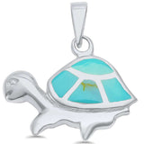 Turtle Pendant Simulated Abalone 925 Sterling Silver (25mm)