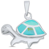 Turtle Pendant Simulated Abalone 925 Sterling Silver (25mm)