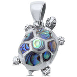 Turtle Pendant Charm Simulated Abalone 925 Sterling Silver (23mm)