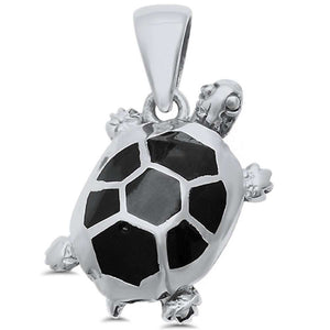 Turtle Pendant Charm 925 Sterling Silver Choose Color - Blue Apple Jewelry