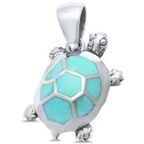 Turtle Pendant Charm 925 Sterling Silver Choose Color - Blue Apple Jewelry