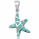 Starfish Pendant 925 Sterling Silver Simulated Stone Choose Color