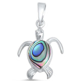 Simulated CZ Turtle Pendant Charm 925 Sterling Silver (20 mm)