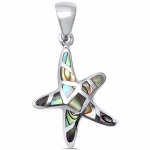 Starfish Pendant 925 Sterling Silver Simulated Stone Choose Color