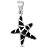 Starfish Pendant 925 Sterling Silver Simulated Stone Choose Color
