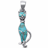 Cat Pendant 925 Sterling Silver Simulated Stone Choose Color