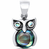 Charm Owl Pendant Simulated  Larimar Solid 925 Sterling Silver