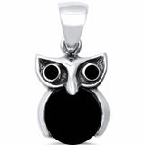 Charm Owl Pendant Simulated  Larimar Solid 925 Sterling Silver