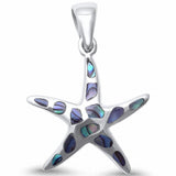 Starfish Pendant Simulated Stone Abalone 925 Sterling Silver