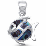 Fish Pendant 925 Sterling Silver Simulated Stone Choose Color