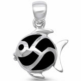 Fish Pendant 925 Sterling Silver Simulated Stone Choose Color