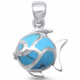 Fish Pendant 925 Sterling Silver Simulated Stone Choose Color
