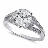 Split Shank Engagement Ring Oval Round Cubic Zirconia 925 Sterling Silver Choose Color