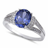 Split Shank Engagement Ring Oval Round Cubic Zirconia 925 Sterling Silver Choose Color