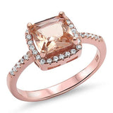 Solitaire Halo Engagement Ring Simulated Cubic Zirconia 925 Sterling Silver