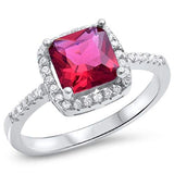 Solitaire Halo Engagement Ring Simulated Cubic Zirconia 925 Sterling Silver