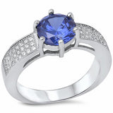 Solitaire Accent Wedding Ring Round Simulated Cubic Zirconia 925 Sterling Silver