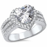 Halo Wedding Promise Ring Simulated CZ 925 Sterling Silver