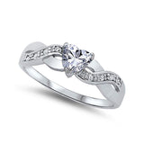Heart Promise Ring Simulated Round Cubic Zirconia 925 Sterling Silver Infinity Twist Shank Choose Color