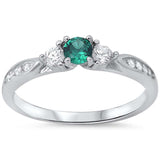 3-Stone Engagement Promise Ring Simulated CZ 925 Sterling Silver (4mm)