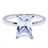 Radiant Cut Solitaire Wedding Engagement Ring Radiant Cubic Zirconia 925 Sterling Silver