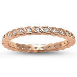 2mm Twisted Design Full Eternity Stackable Band Ring Round CZ Rose Gold Rhodium Plated 925 Sterling Silver