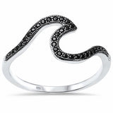 Wave Swirl Ring Round CZ 925 Sterling Silver Choose Color