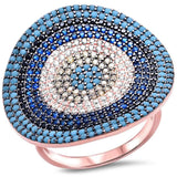 Fashion Evil Eye Ring Mulitcolored Ring 925 Sterling Silver Rose Gold Rhodium Plated - Blue Apple Jewelry