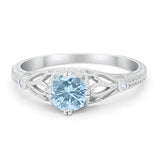 Vintage Design Engagement Solitaire Ring Simulated Cubic Zirconia 925 Sterling Silver
